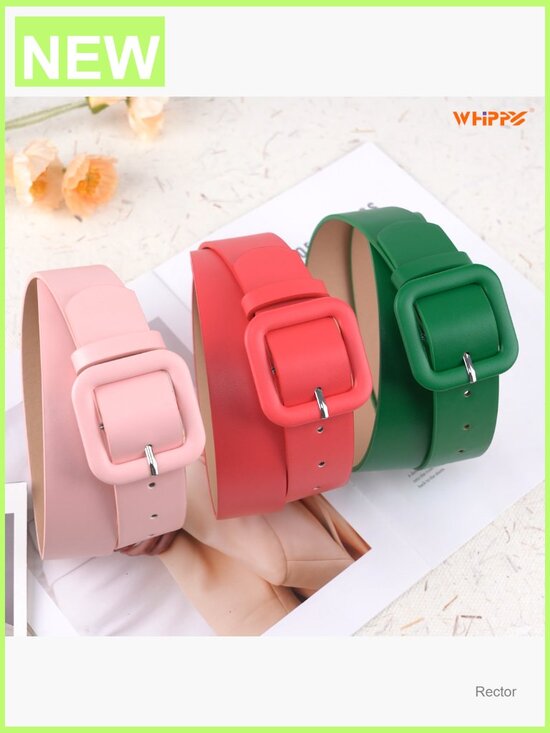 Faux Leather Square Buckle Belt - Adjustable, Lightweight, Eco-Friendly main image 6